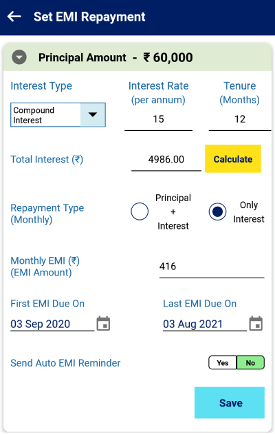 Manage Loan / EMI With Compound Interest Case